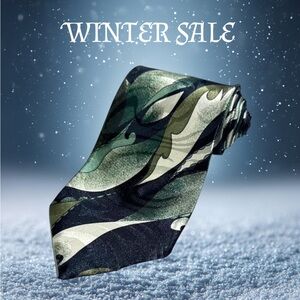 MEN'S NECKTIE - FLORENCE { TOTAL LENGHT: 58 " } BLACK & GREEN